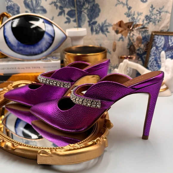 🆕 KURT GEIGER 🧿 NWOT Duke Pointed Toe Embellished Pump Mule - Size 6 - Picture 7 of 16